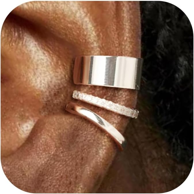 Funsanny Store Gold Ear Cuffs Earrings for Women Non Piercing - Clip on Cartilage Earrings Dainty 14K Gold Sterling Silver Plated Cubic Zirconia Huggie Hoop Earring for Women No Tarnish Trendy Jewelry Set - Image 1